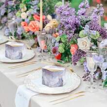 50PCS Small Party Gift Boxes Wedding Favors Boxes , Marble Mini Thank You Boxes With Glitter Gold Bow Ribbon,Christmas Valentine Day - Purple - View 6