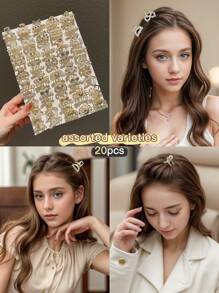 20 pièces Accessoires pour cheveux à faux perles mignons et aléatoires pour franges et mini pinces à cheveux, pinces à cheveux, pince-oreilles, attache-cheveux, pince à cheveux
