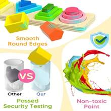 Montessori Toys For 3 Year Olds Boys Girls - Infant Toddler Wooden Sorting Stacking Toys, Educational Shape Color Sorter, Preschool Children Gift - Multicolor - View 4