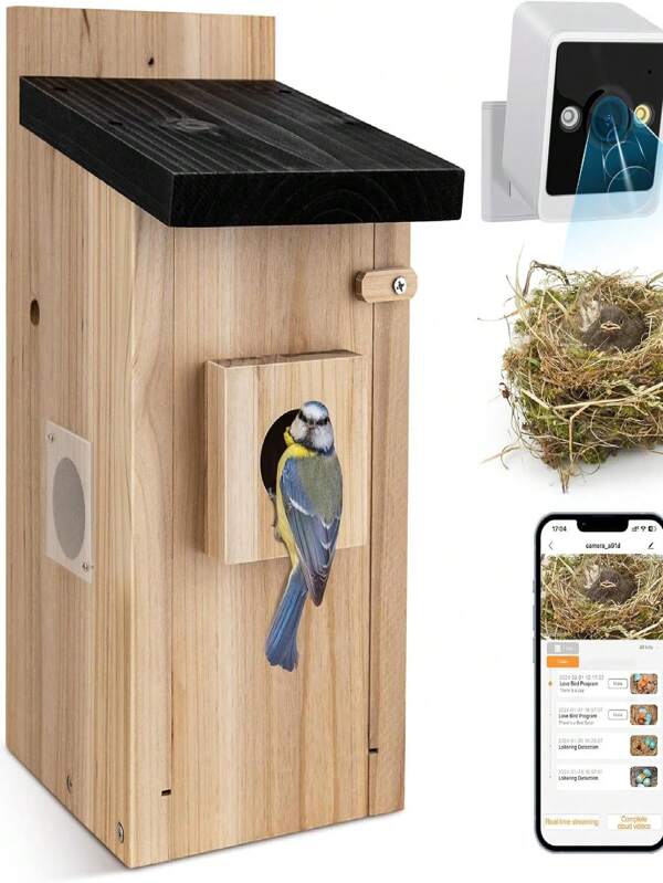 Smart Bird House With Camera 4K Birdhouse Camera For Outdoors,Auto Capture Bird Videos & Motion Detection,Watch Bird Nesting & Hatching In Real Time,DIY Ideal Gift