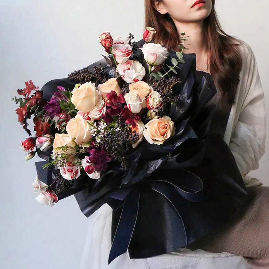 20 tờ/gói giấy gói hoa thanh lịch màu trơn chống thấm nước cho bó hoa và đồ dùng cho cửa hàng hoa, ngày lễ tình nhân trở lại trường