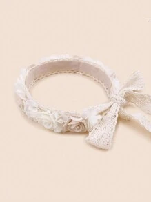 Beige Small Layered Rose Handmade Flower Baby Holiday Decoration Headband Love Valentine - Beige - View 2