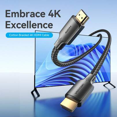 สาย HDMI VENTION 4K ถักแบบ 18 Gbps ความเร็วสูง รองรับ Ethernet 4K 60Hz 2160P 1080P 3D ARC เข้ากันได้กับ UHD TV จอภาพ คอมพิวเตอร์ 360 PS4/5 บลู-เรย์