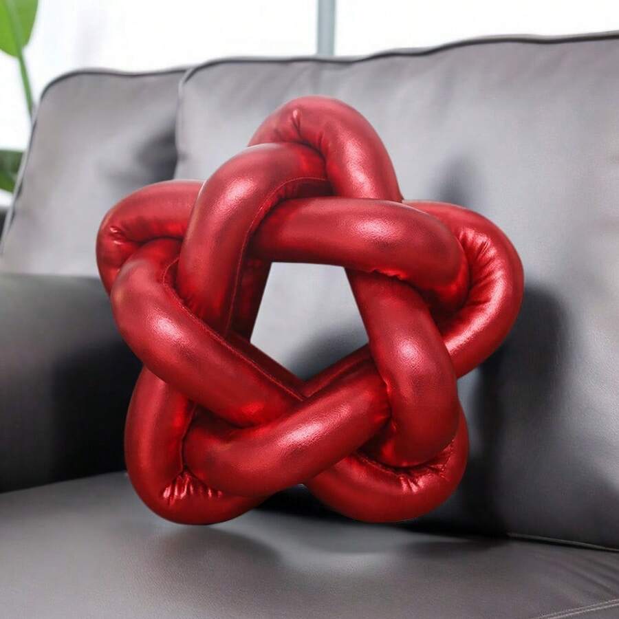 Đệm sang trọng với nút ngôi sao năm cánh vàng: Đệm sang trọng phong cách Bắc Âu để trang trí ghế sofa phòng ngủ và phòng khách - Đỏ - Xem 1