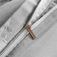 Grey Metallic Silver Duvet Cover With 2 Pillowcase Geometric Striped Bedding Set Soft Microfiber Double King Size - Grey - View 7