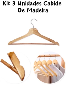 Kit 3 Units Ivory Wooden Hanger Atelie Clothes Organizer Reinforced With Varnish - Màu be - Xem 2