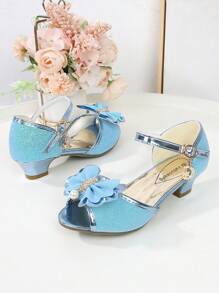 Summer Girls High-Heeled Soft Bottom Princess Sandals - Blue - View 3