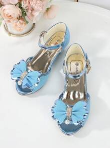Summer Girls High-Heeled Soft Bottom Princess Sandals - Blue - View 2