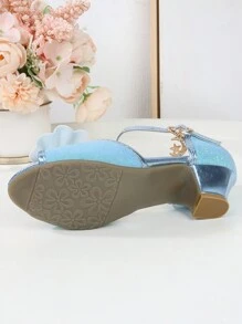 Summer Girls High-Heeled Soft Bottom Princess Sandals - Blue - View 6
