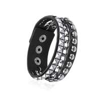 Yanxyad Punk Leather Chain Bracelet With Heart - Rock And Roll Wristband For Men And Women