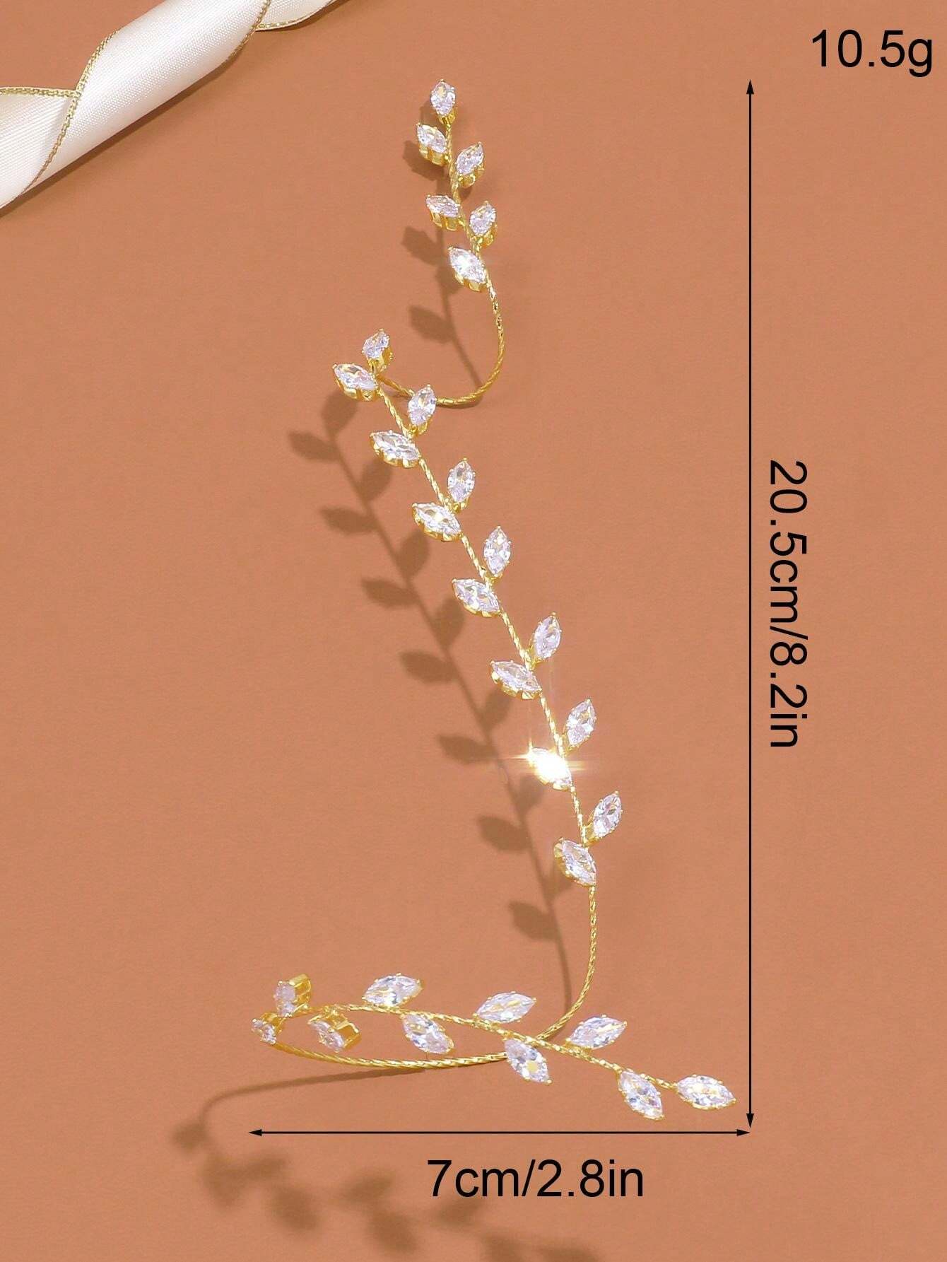 STONEFANS One Silver LeafShaped Cubic Zirconia Palm Bracelet