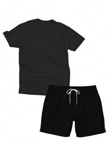 Men T-Shirt Co-Ords - Màu xám đen - Xem 2