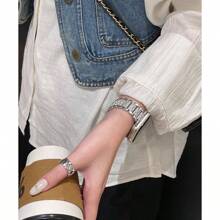 1 pieza Banda metálica con cristales completos compatible con mujeres para relojes de 38/40/41/44/45/49/42/46mm Series 11/SE3/Ultra3/Ultra/SE/SE2/10/9/8/7/6/5/4/3/2/1 - Plateado - Ver 7