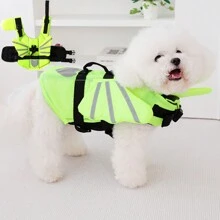 Áo phao cho thú cưng hình cánh thiên thần màu cam, chất liệu vải lưới nhanh khô, có chức năng nổi, khóa dán tiện lợi, thích hợp để gắn vào quần áo bơi cho thú cưng, phụ kiện cho chó. - trái cam - Xem 10