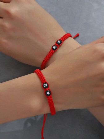 1pc 26 Letters Couple Bracelets For Women Teen Girls Adjustable A-Z Initials Braided Bangles Graduation Birthday Gifts Jewelry Valentine's Day