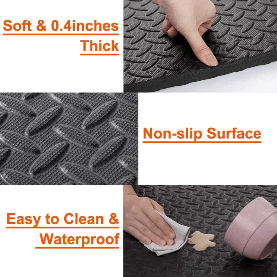 4pcs/8pcs Waterproof EVA Rubber Fitness Floor Mats With Interlocking