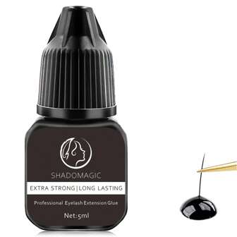 5ml Black Professional Eyelash Extension Glue, Long-Lasting, 1-2 Seconds Fast Drying, Low Odor, Super Sticky, Firmly Adhesive, Lasting For 50-60 Days, Waterproof,For Eyelash Extension Shop Use