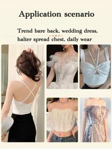 1pc Solid Self Adhesive Bra - Khaki - View 8