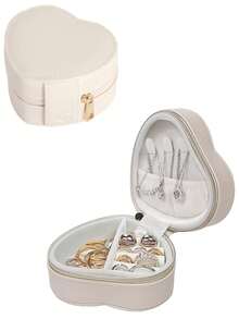 1 hộp đựng trang sức nhỏ hình trái tim du lịch đựng nhẫn cho bé gái hộp mini đựng hoa tai vòng cổ sắp xếp đồ trang sức bằng da PU di động dành cho phụ nữ - Nhiều màu - Xem 3