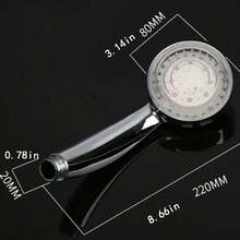 1 unidad de regadera LED de 7 colores con luz LED que cambia automáticamente de color, ahorradora de agua, accesorio de baño - Plateado - Ver 8