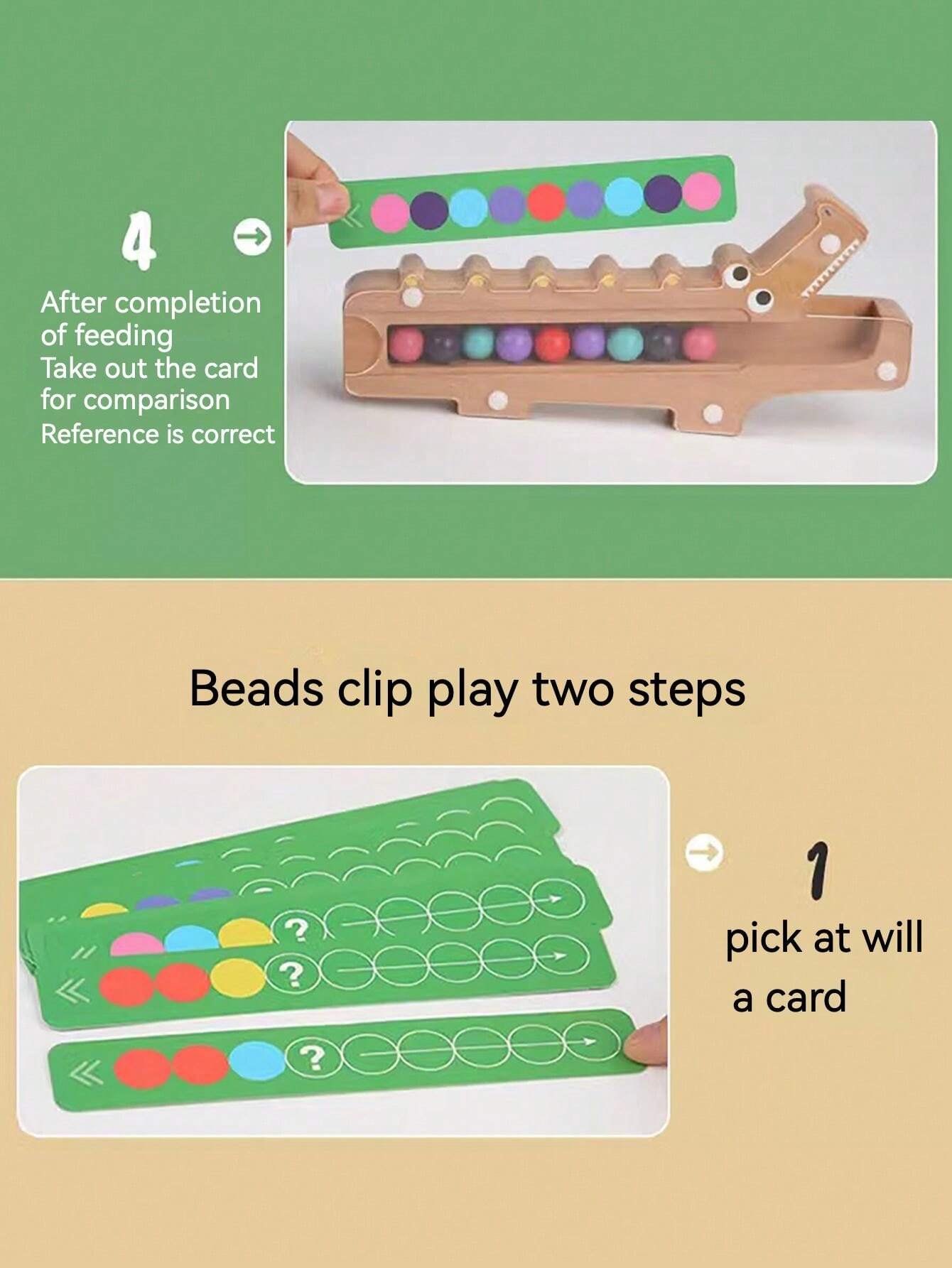 Wooden Crocodile Bead Clip Game, An Enlightenment Game For Children, A