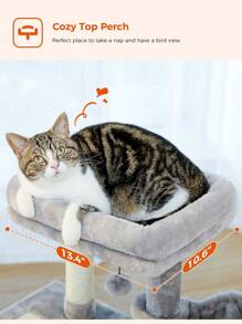 PAWZ Road Small Cat Tree, 71.8 Cm Cat Tower, 2 Types Cat Activity Tree With Cat Scratching Posts, Large Hammock - Grey - View 4