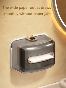 One Wall-Mounted Tissue Box Holder For Household Facial Tissue And Wipes Storage In Bathroom, Toilet And On Desk - White - View 6