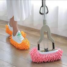 [1對]雪尼爾絨可清洗拖鞋，適用於家庭地板清掃，懶人拖鞋