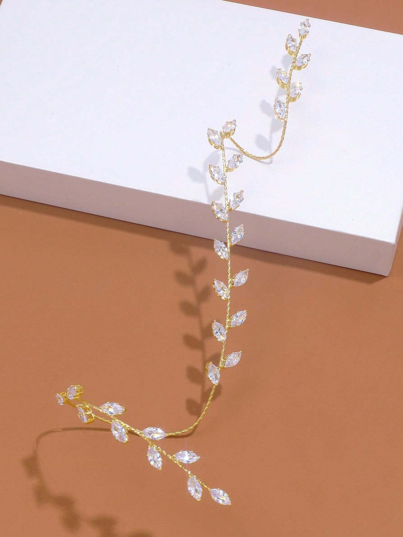 STONEFANS One Silver LeafShaped Cubic Zirconia Palm Bracelet