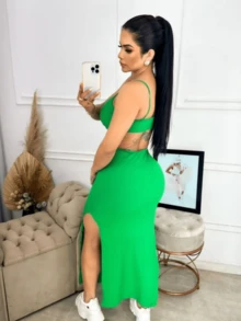 Women Dresses - màu xanh lá - Xem 3