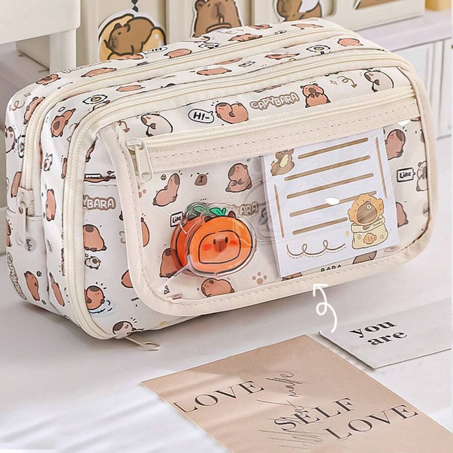 Capybara Federmäppchen - Süßes Tier Design Mit Reißverschluss | Großes Mäppchen Für Schule & Büro