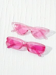 2pairs Kids Personalized Simple Cat Eye Square Fashion Glasses, Suitable For Teenagers