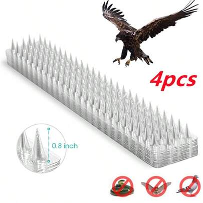 4pcs/Pack Outdoor Bird Repellent Spikes Anti-Cat Spikes With Extended Protection Nails Suitable For Indoor/Outdoor To Keep Pigeons And Squirrels Away, Anti-Cat Spike Mat