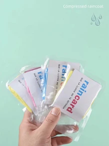 10pcs/1pc Portable Disposable Rain Poncho With Card, Compressed Children Adults Unisex Raincoat Thin Long Hooded Full Body Waterproof Rain Cape For Outdoor Activities For School,Office,Household,Travel - Multicolor - View 2