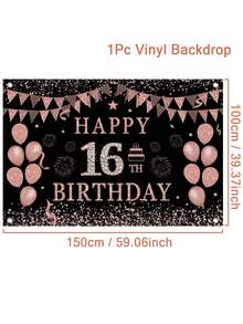 1Pc 100*150cm Quả bóng vàng hồng phân mảnh Phong cách vàng mừng sinh nhật lần thứ 50 Vải nền Vinyl có in chữ "Chúc mừng sinh nhật" trên đó, Chủ đề vàng hồng Tiệc sinh nhật lần thứ 50 Phòng tiệc trang trí tường Biểu ngữ đạo cụ chụp ảnh, Tấm thảm trang trí - Hoa hồng vàng - Xem 3