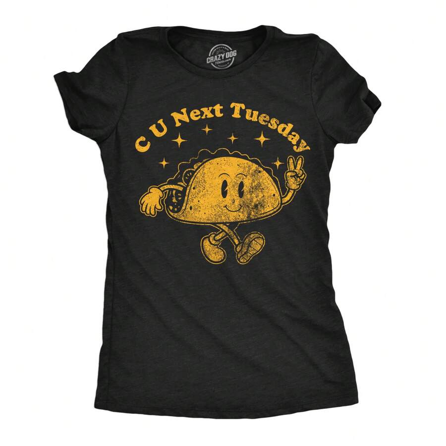 Womens Funny T Shirts C U Next Tuesday Sarcastic Adult Graphic Tee For Ladies Funny Womens T Shirts Cute Vintage Fashion Casual Ladies T-Shirt Gift - 希瑟.布萊克 - 查看 1