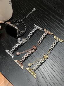 1pc Small Baguette Diamonds Embellished Bracelet Band, Fit For 38/40/41/42/44/45/46/49mm Apple Watch Ultra Series S10/9/8/7/6/5/4/3/2/1/SE