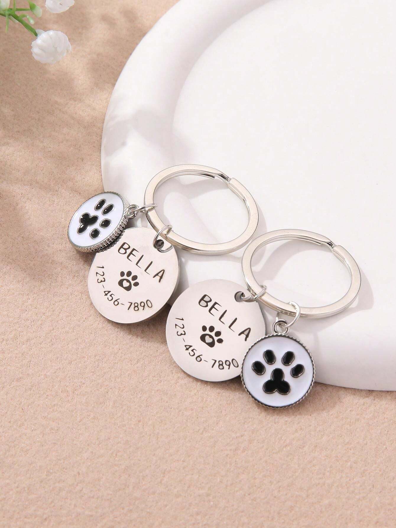 Custom Stainless Steel AntiLost Dog Tag Keychain That Can Be