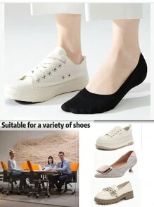 6 双女士白色船袜，隐形袜，透气、吸水、轻薄、防臭，夏季低帮，搭配休闲简约运动鞋或正装鞋。 - 白色 - 查看 5