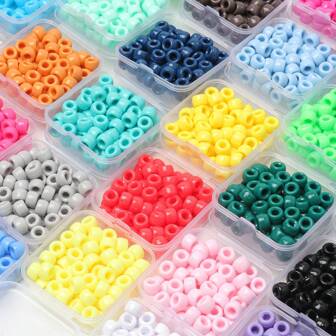 1box Rainbow Pony Beads Plastic Hair Rings Bead For Craft 6 X 9mm Large Hole Beads For Bracelets DIY Jewelry Making Suitable For Music Festival Bracelet Decoration