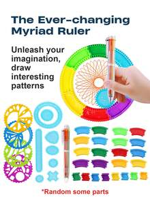 多功能繪畫模板尺，幾何數學學習工具，兒童DIY畫框，多方位自由調整！ - 彩色 - 查看 11