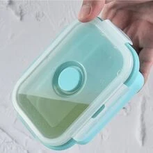 Bol plegable para acampada con tapa, bol de silicona para exteriores, bol plegable para cocina de camping para picnic, caja para mantener alimentos frescos, fiambrera - Rosa - Ver 2