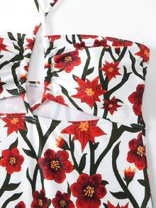 2025跨境欧美碎花吊带比基尼泳装套装裹裙显瘦性感+简约碎花沙滩裹裙时尚有型夏日度假