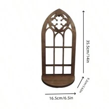 1pc Gothic Window Frame Photo Display Shelf - Unique Cathedral Wood Plant, Candle And Treasure Rack - Ideal Home Decor Gift Fall Home Decor  Room Decor - Brown - View 8