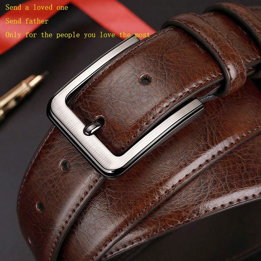 2024 Fashionable Versatile Business/Western/Casual Belt, Genuine/Faux Leather Belt For Men, Pin Buckle, Middle-Aged/Young, Korean Style For Jeans
