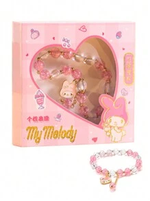 Sanrio Genuine Sanrio Bracelet Cute Hello Kitty Pendant Sweet Necklace Kitty Cat Kuromi My Melody Cinnamoroll Set Birthday Gifts Cartoon Jewelry Accessories (Some Parts May Be Random)