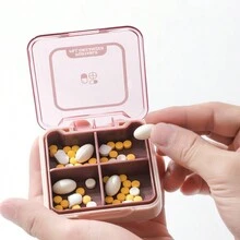 便攜式小型密封分配盒，緊湊型旅行藥丸組織盒 - 粉色 - 查看 2