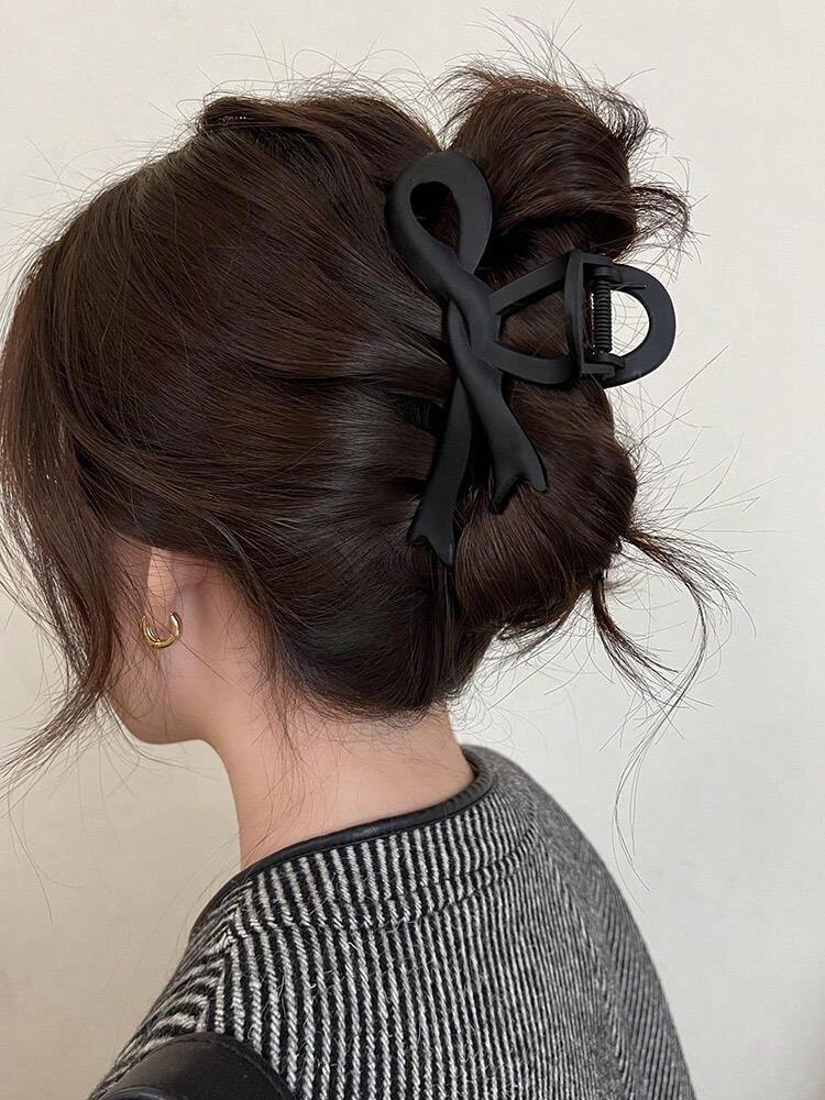 New Matte Bow Jaw Clip Large Hair Claw Back Head Clip Ribbon Clip