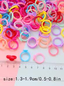 50pcs Kids Cartoon Plastic Colorful Ring Base DIY Jewelry Accessories, Perfect For Handmade Gifts