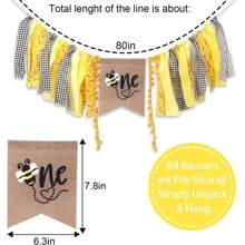 Bee 1st High Chair Banner - Bee Birthday Themed Decorations,1st Bee Day Banner, Bee One Highchair Banner , 1st Birthday Bee High Chair Banner Party Decorations - Yellow - View 2